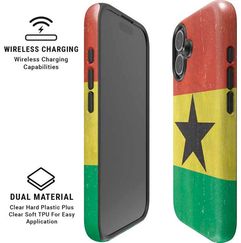 Ghana Flag Distressed iPhone 16 Magsafe Impact Case